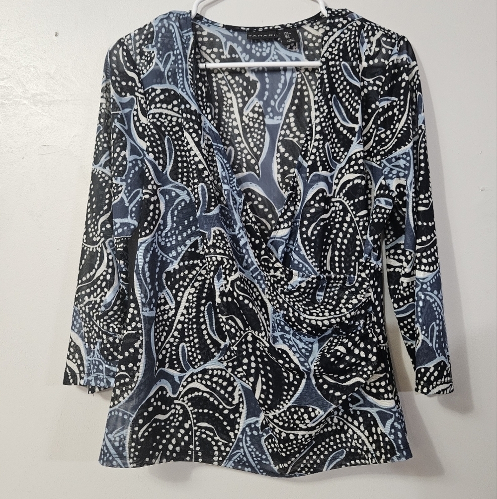 Tahari front wrap sheer blouse!